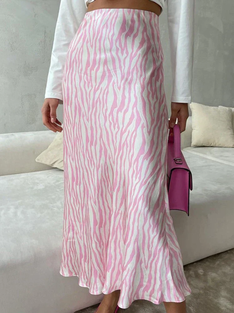 Heidi-Mode | Sommer Herbst Damen Elegant Midi Satin Röcke Gedruckt Hohe Taille Büro Damen Bodycon Bleistift Enger Rock für Damen - Image 7