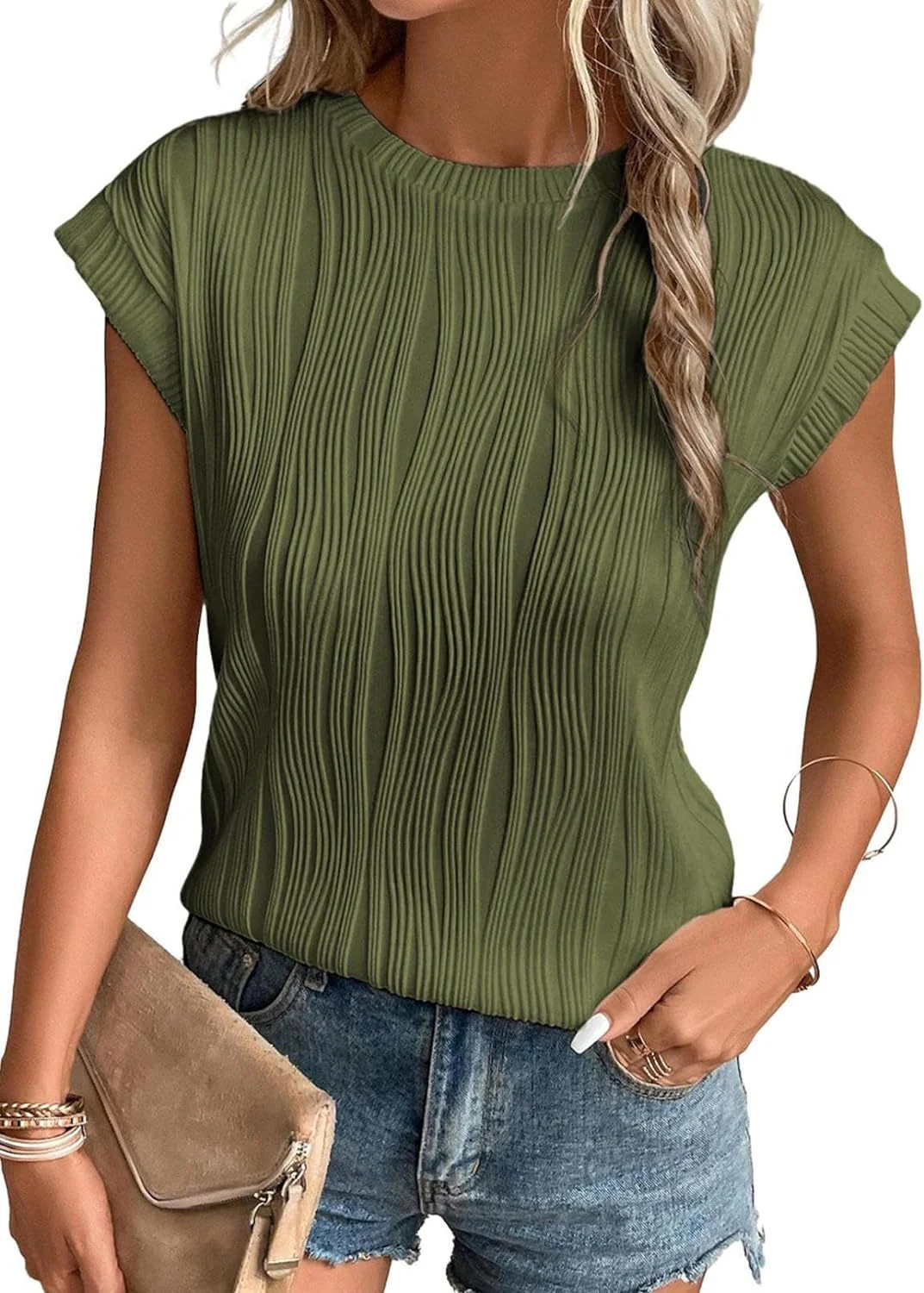 Heidi-Mode | Sommer-T-Shirt für Damen mit Rundhalsausschnitt und Superkurzen Ärmeln - Image 6