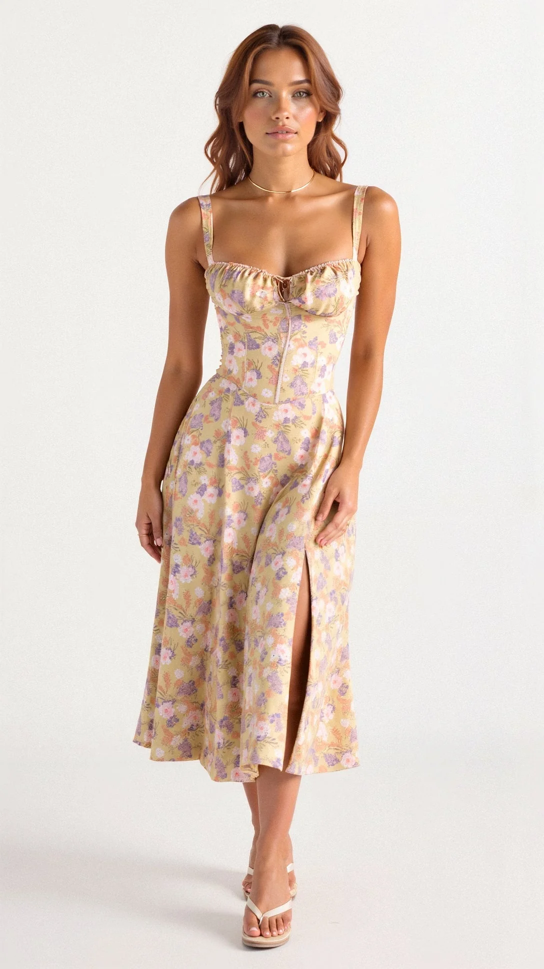 Heidi-Mode | Sommerliches Midi Kleid mit Trägern & Schlitz Luftig, Elegant & Perfekt für Warme Tage - Image 15