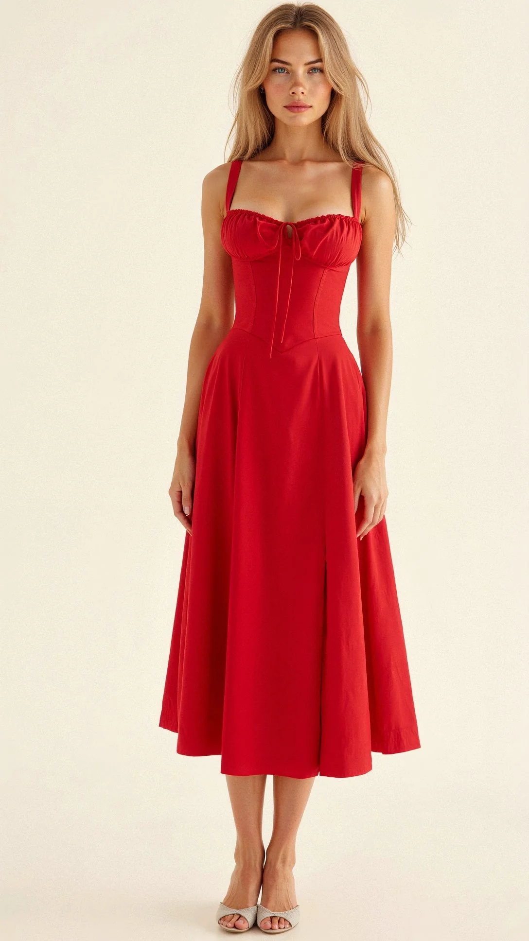 Heidi-Mode | Sommerliches Midi Kleid mit Trägern & Schlitz Luftig, Elegant & Perfekt für Warme Tage - Image 20