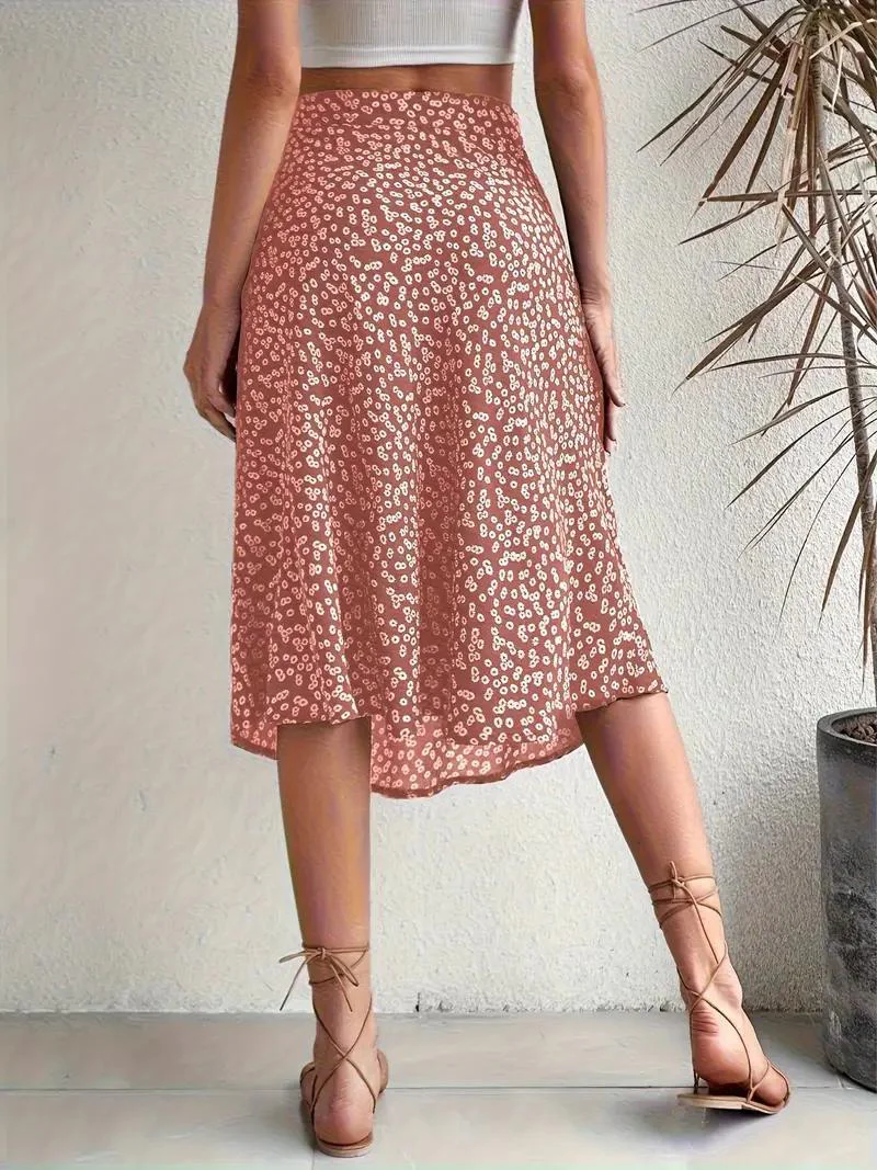Heidi-Mode | Sommerrock, Floral, Geteilt, Midi-Rock, Rock mit Hoher Taille - Image 12