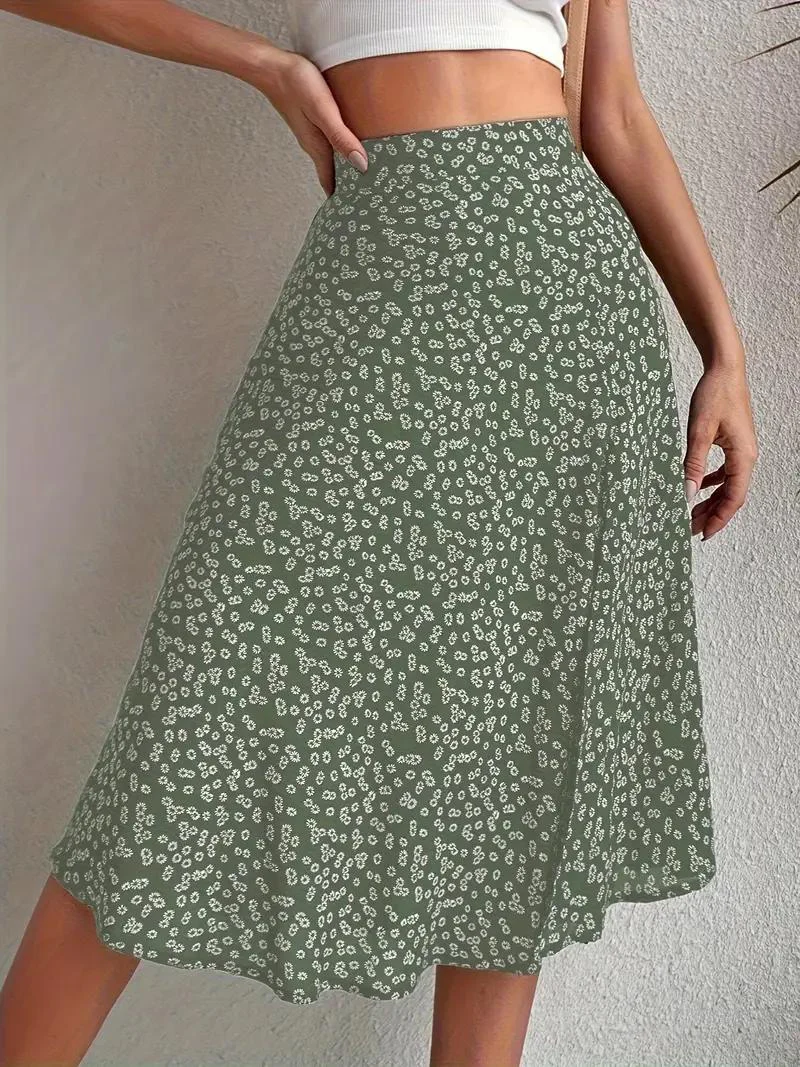 Heidi-Mode | Sommerrock, Floral, Geteilt, Midi-Rock, Rock mit Hoher Taille - Image 18
