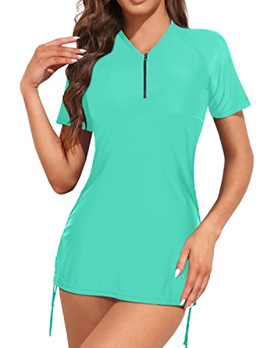 Heidi-Mode | Sonnengeschützter Kurzarm Rash Guard Badeanzug für Damen - Image 2