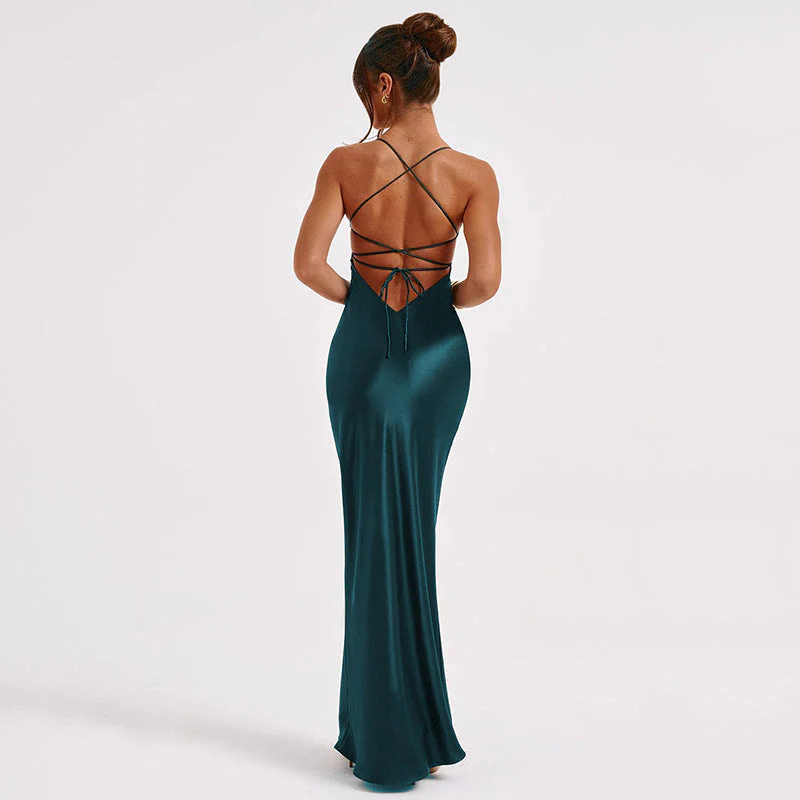 Heidi-Mode | Spaghetti-Träger Kleid Aus Seidig-Material mit Maxi-Saum - Image 2