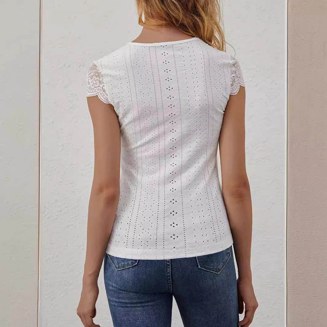 Heidi-Mode | Spitzen-Einsatz Slimming T-Shirt - Image 2