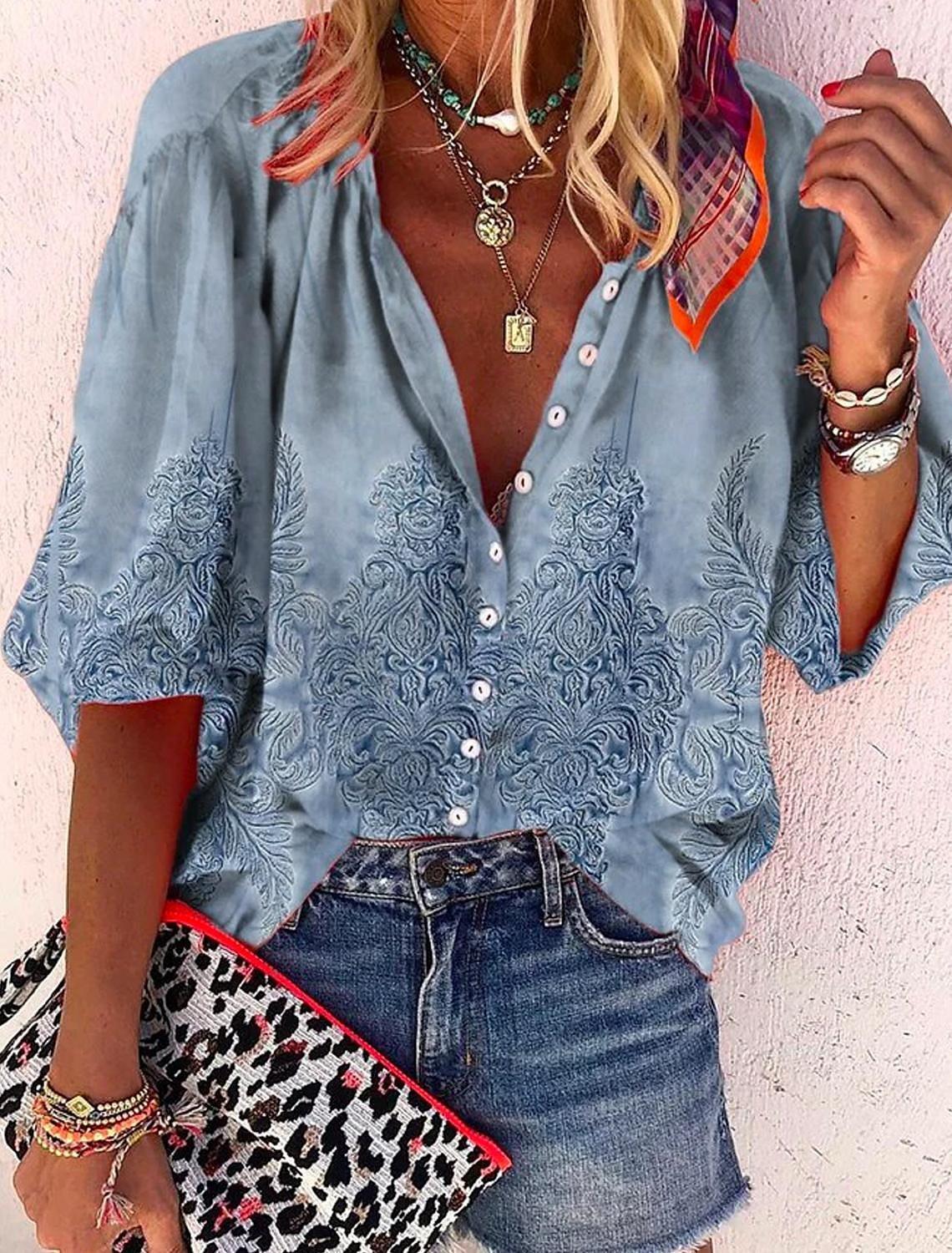 Heidi-Mode | Spitzenbestickte Boho Langarm Tunika Bluse - Image 10