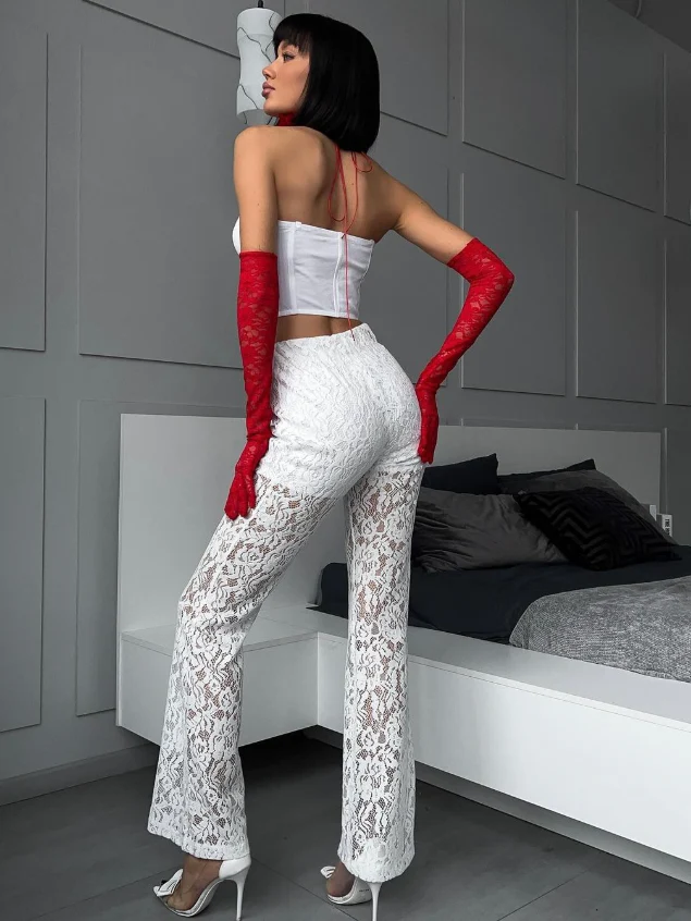Heidi-Mode | Spitzenhose Elegante Weiße & Schwarze Spitzenhose - Image 7
