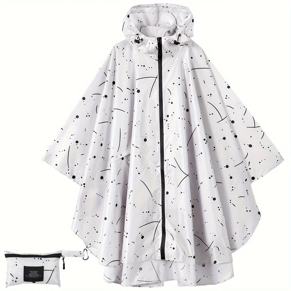 Heidi-Mode | Sportliche Damen Regenponcho mit Kapuze und Geometrischem Muster - Image 10