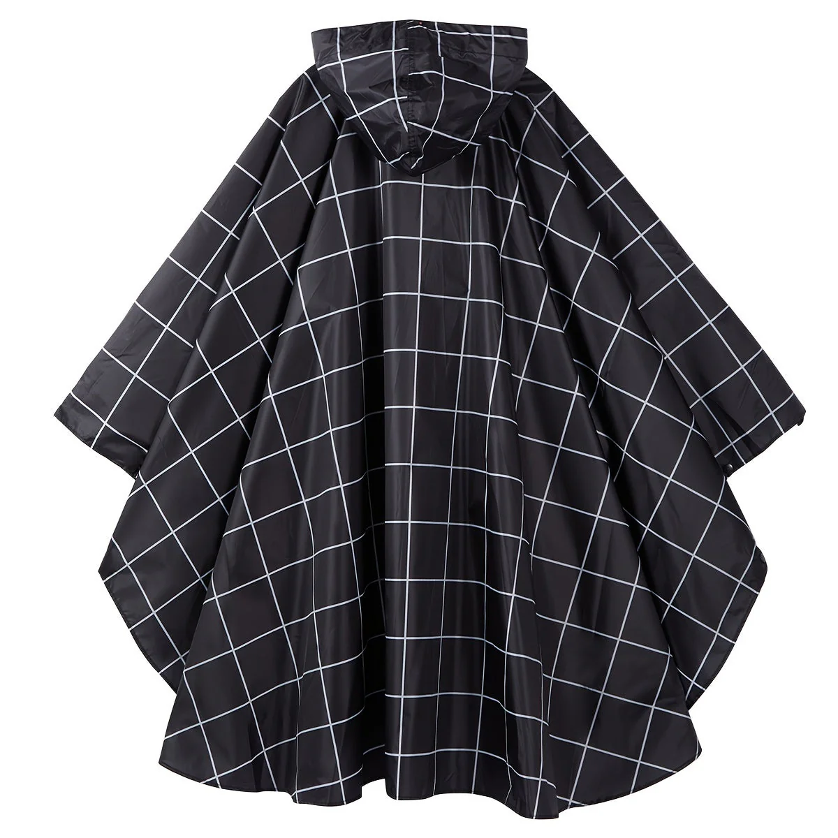 Heidi-Mode | Sportliche Damen Regenponcho mit Kapuze und Geometrischem Muster - Image 2