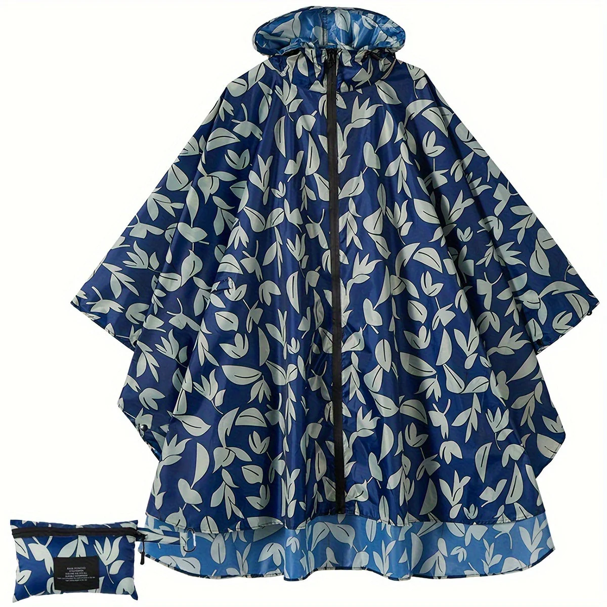 Heidi-Mode | Sportliche Damen Regenponcho mit Kapuze und Geometrischem Muster - Image 9