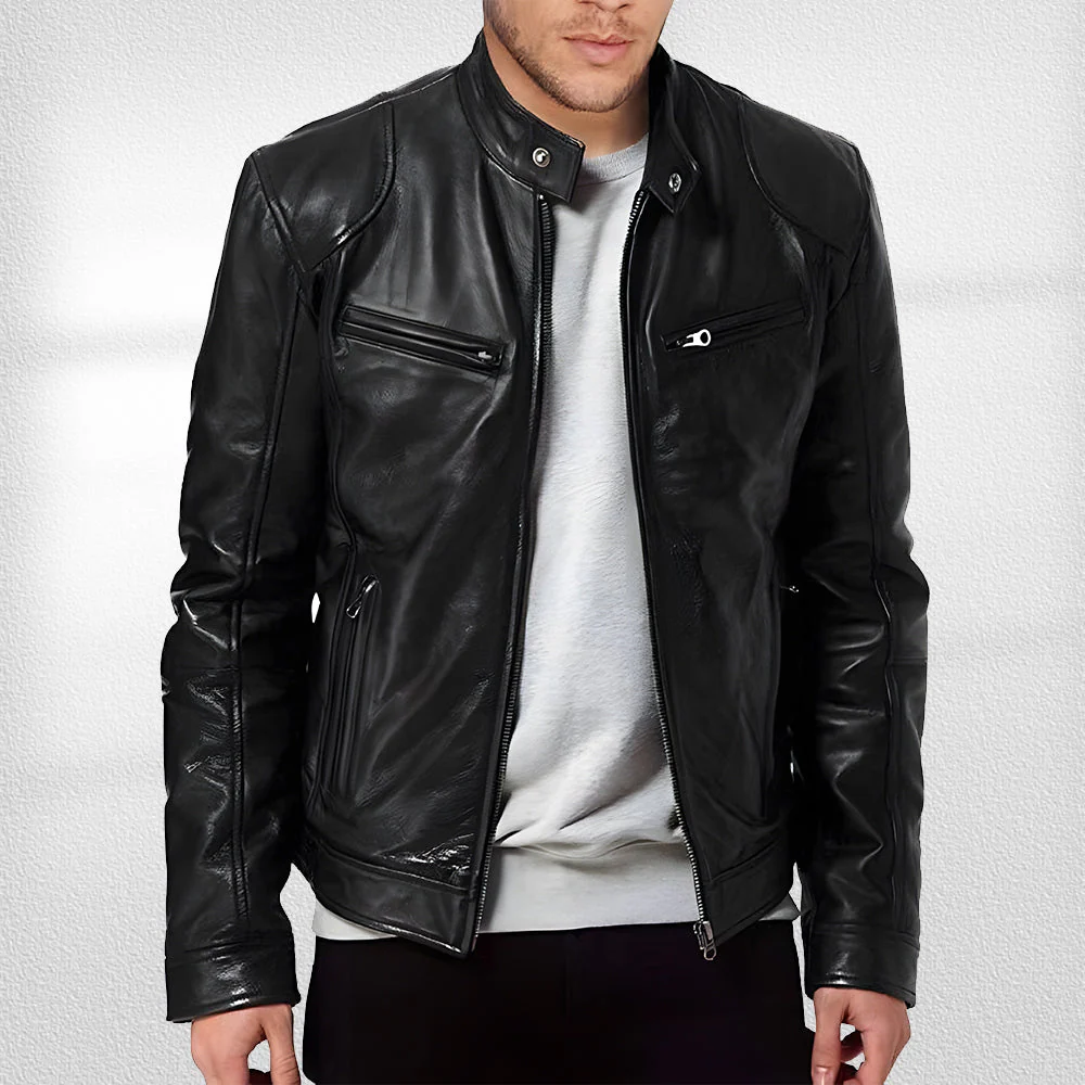 Heidi-Mode | Stehkragen, Trendige Lederjacke, Hübsche Motorrad-Lederjacke - Image 2