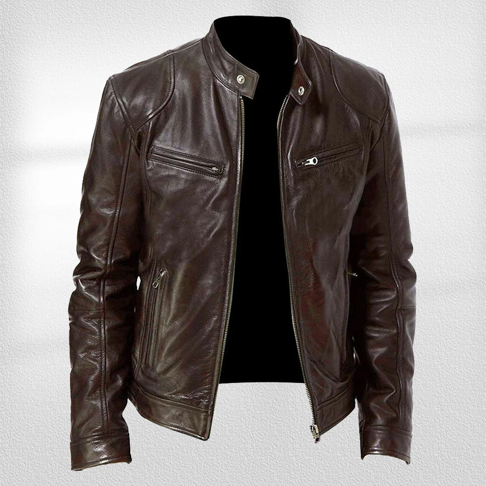 Heidi-Mode | Stehkragen, Trendige Lederjacke, Hübsche Motorrad-Lederjacke - Image 8