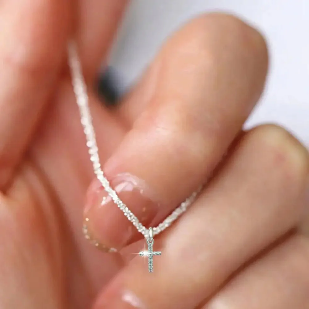 Heidi-Mode | Sterling Silber Kreuz Zirkonia Halskette für Damen - Image 2