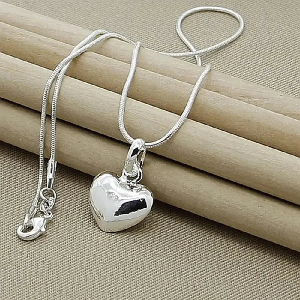 Heidi-Mode | Sterling Silber Massiv Herz Kette Schlangenkette für Damen - Image 2