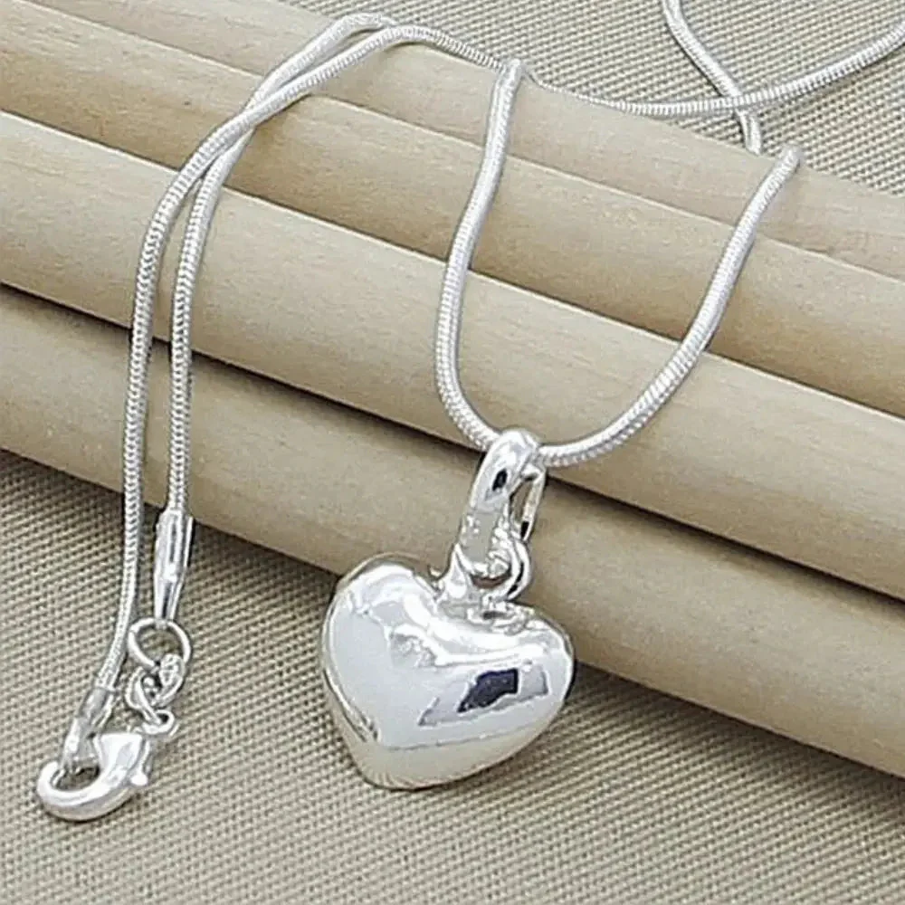 Heidi-Mode | Sterling Silber Massiv Herz Kette Schlangenkette für Damen - Image 3