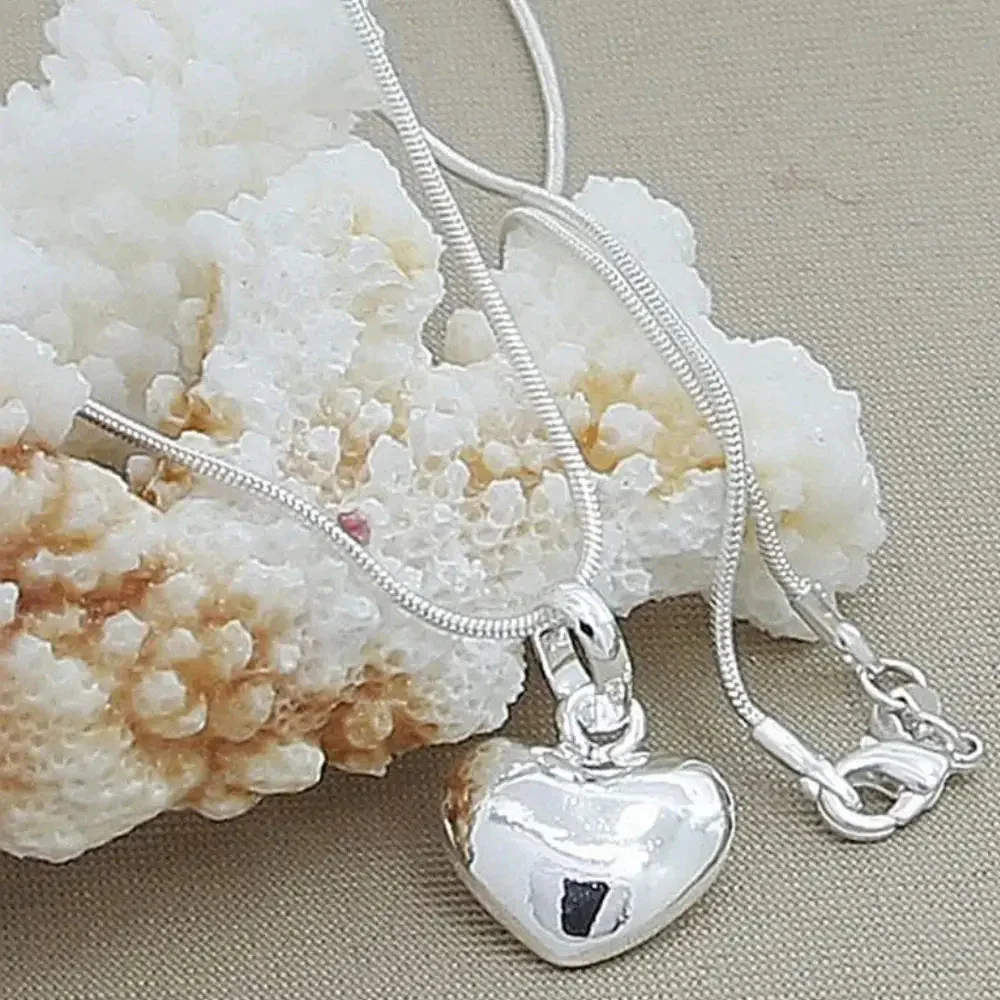 Heidi-Mode | Sterling Silber Massiv Herz Kette Schlangenkette für Damen - Image 4