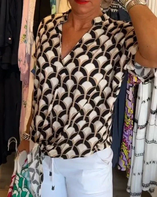 Heidi-Mode | Stilvolle Geometrische Bedruckte Bluse für Frauen - Image 5