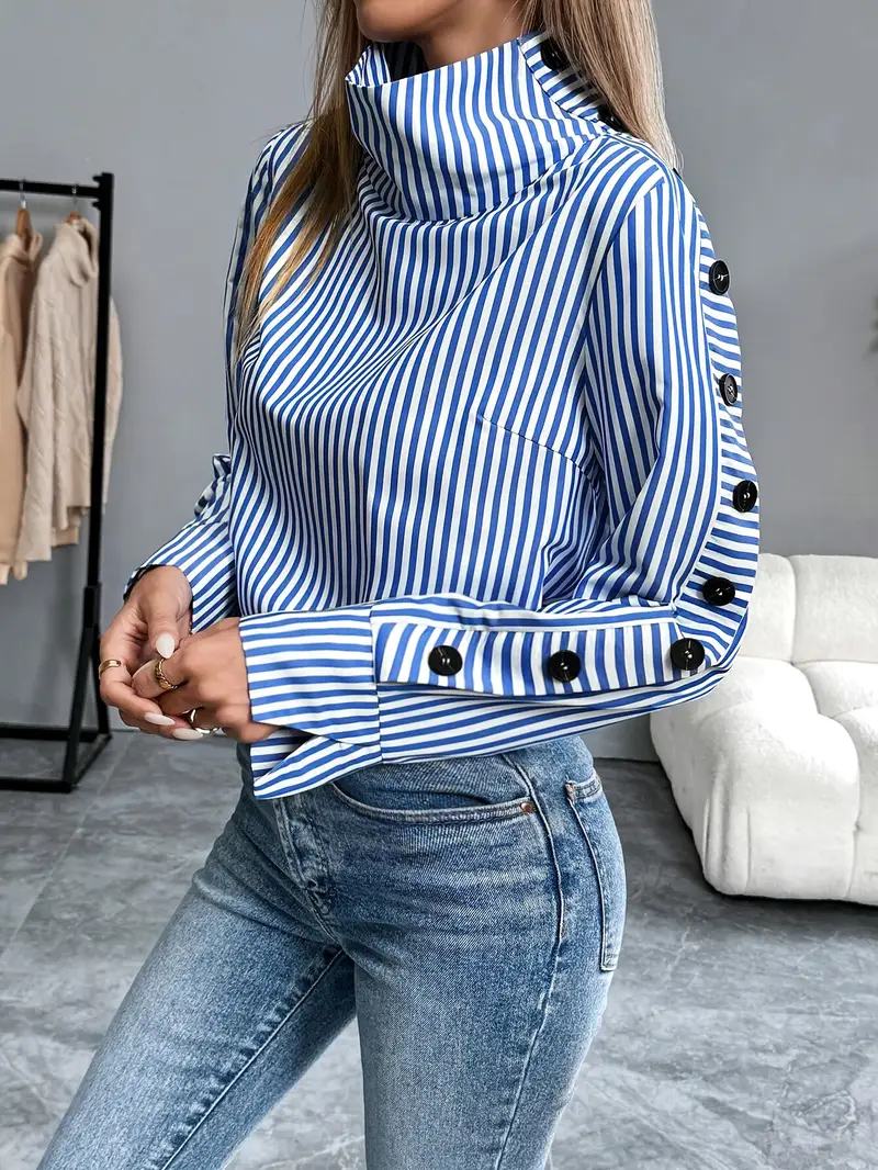 Heidi-Mode | Stylische Gestreifte Bluse Aus Baumwolle - Image 4