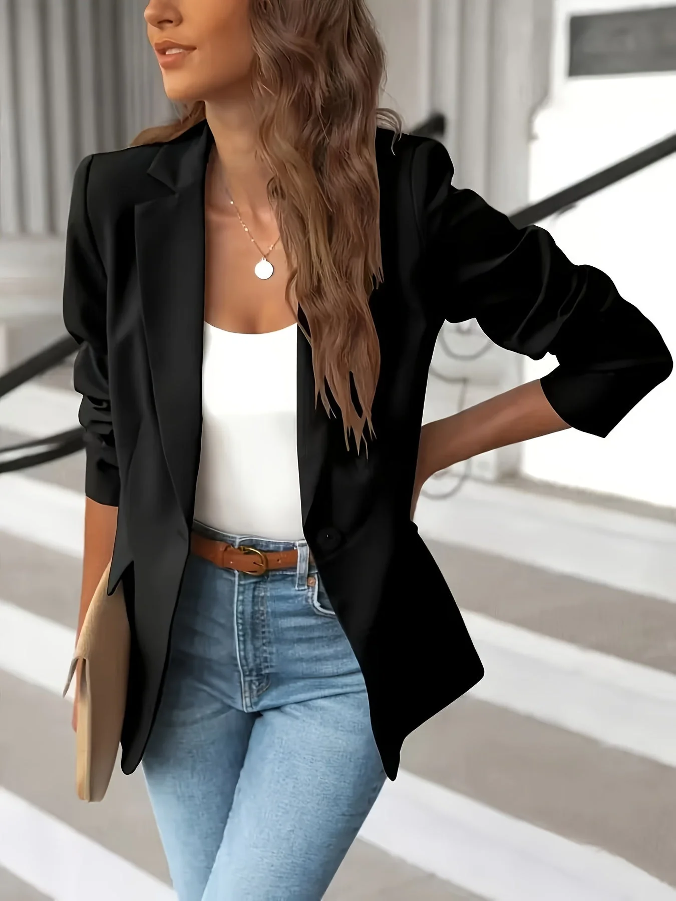 Heidi-Mode | Stilvolle Herbst Klassische Business Blazer mit Seitentaschen für Frauen - Image 10