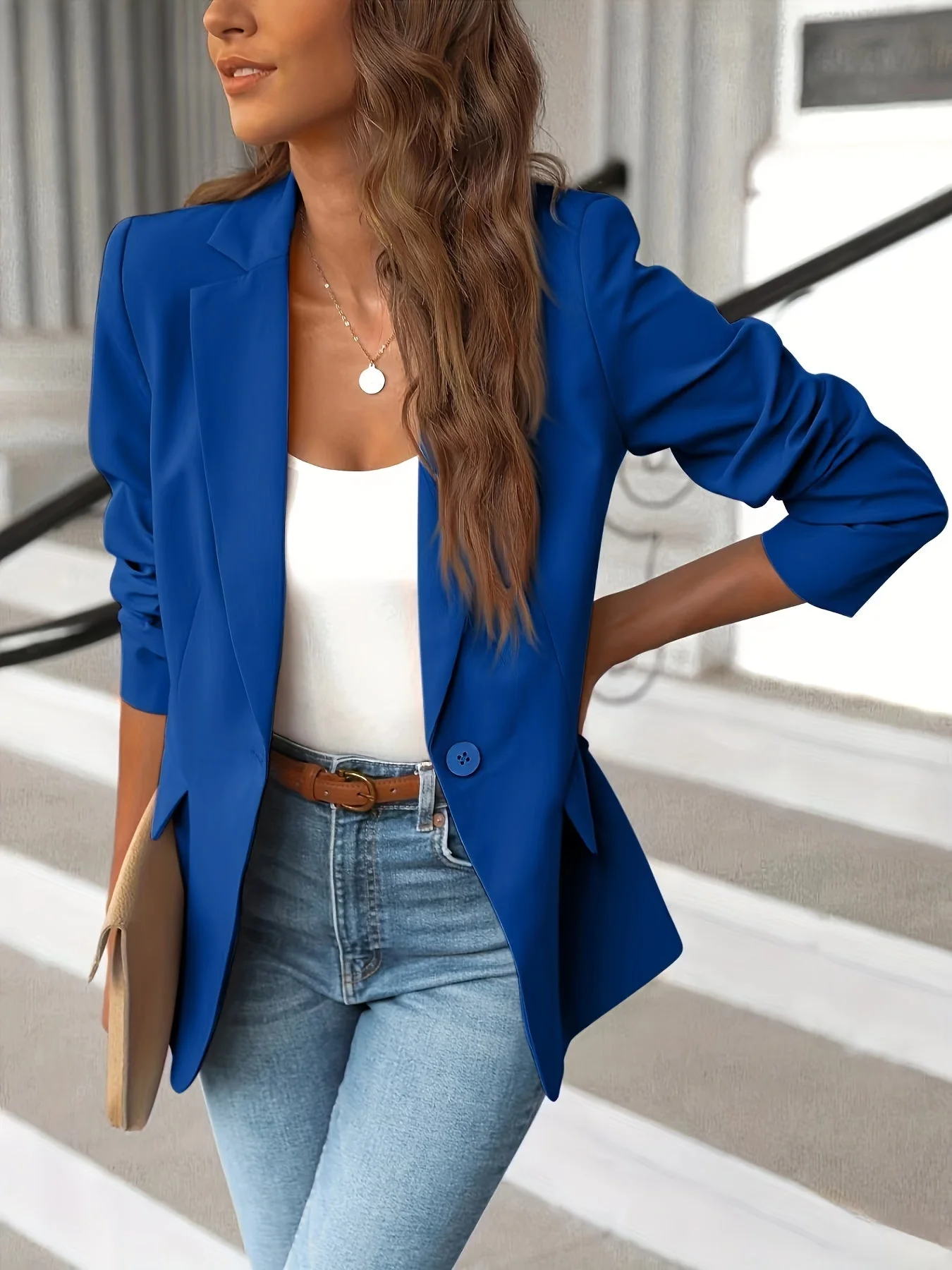 Heidi-Mode | Stilvolle Herbst Klassische Business Blazer mit Seitentaschen für Frauen - Image 2