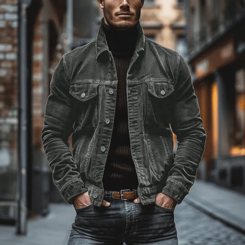 Heidi-Mode | Stilvolle Herren Jacke Weinlese Cord Jacke Trendy Design - Image 3