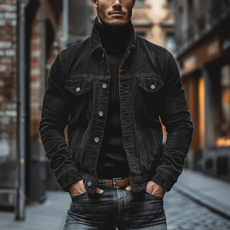 Heidi-Mode | Stilvolle Herren Jacke Weinlese Cord Jacke Trendy Design - Image 4