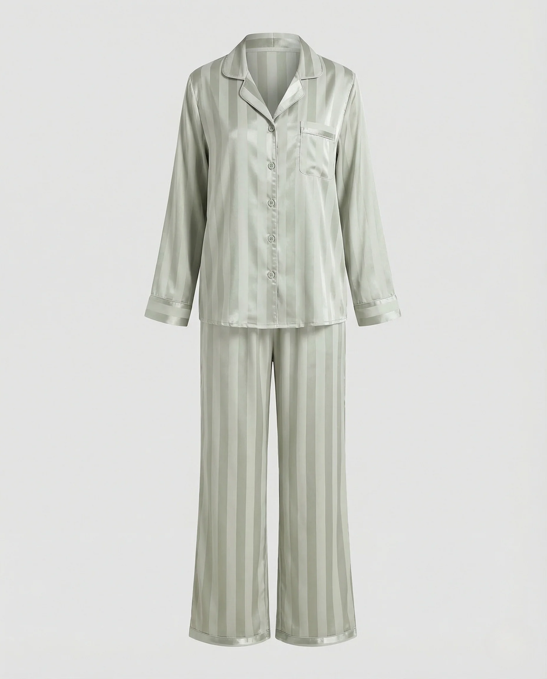 Damen Seiden Pyjama Set mit Lockerem Schnitt & Glänzender Optik | Heidi-Mode - Image 4