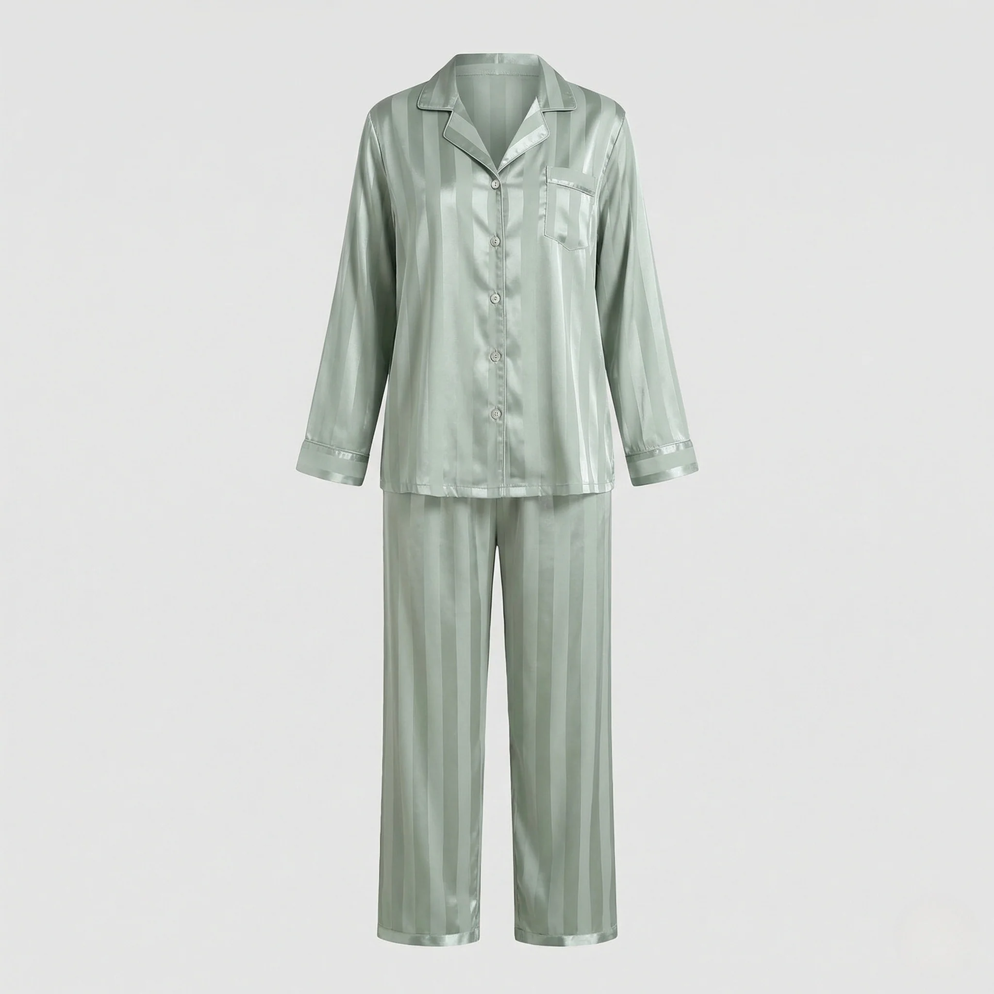 Damen Seiden Pyjama Set mit Lockerem Schnitt & Glänzender Optik | Heidi-Mode - Image 5
