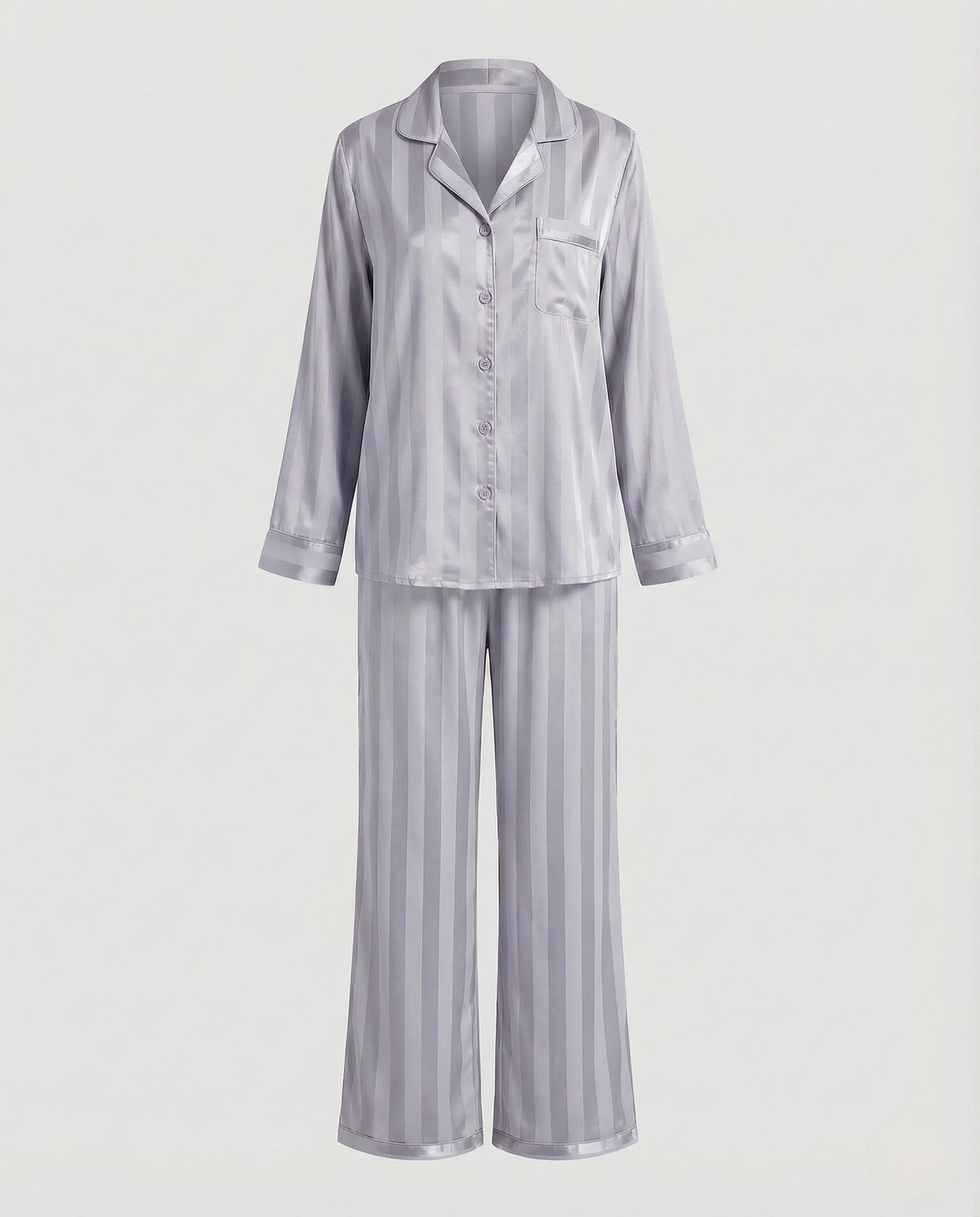 Damen Seiden Pyjama Set mit Lockerem Schnitt & Glänzender Optik | Heidi-Mode - Image 6