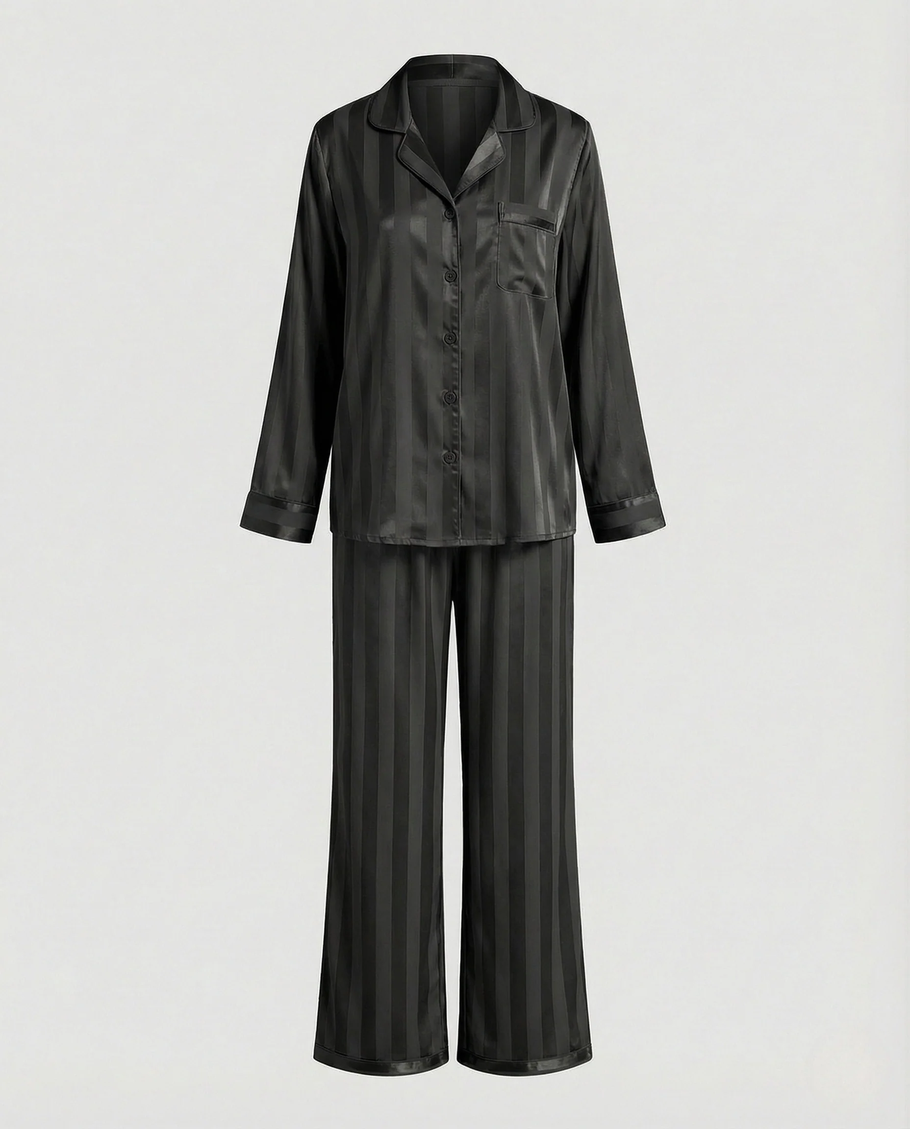 Damen Seiden Pyjama Set mit Lockerem Schnitt & Glänzender Optik | Heidi-Mode - Image 7