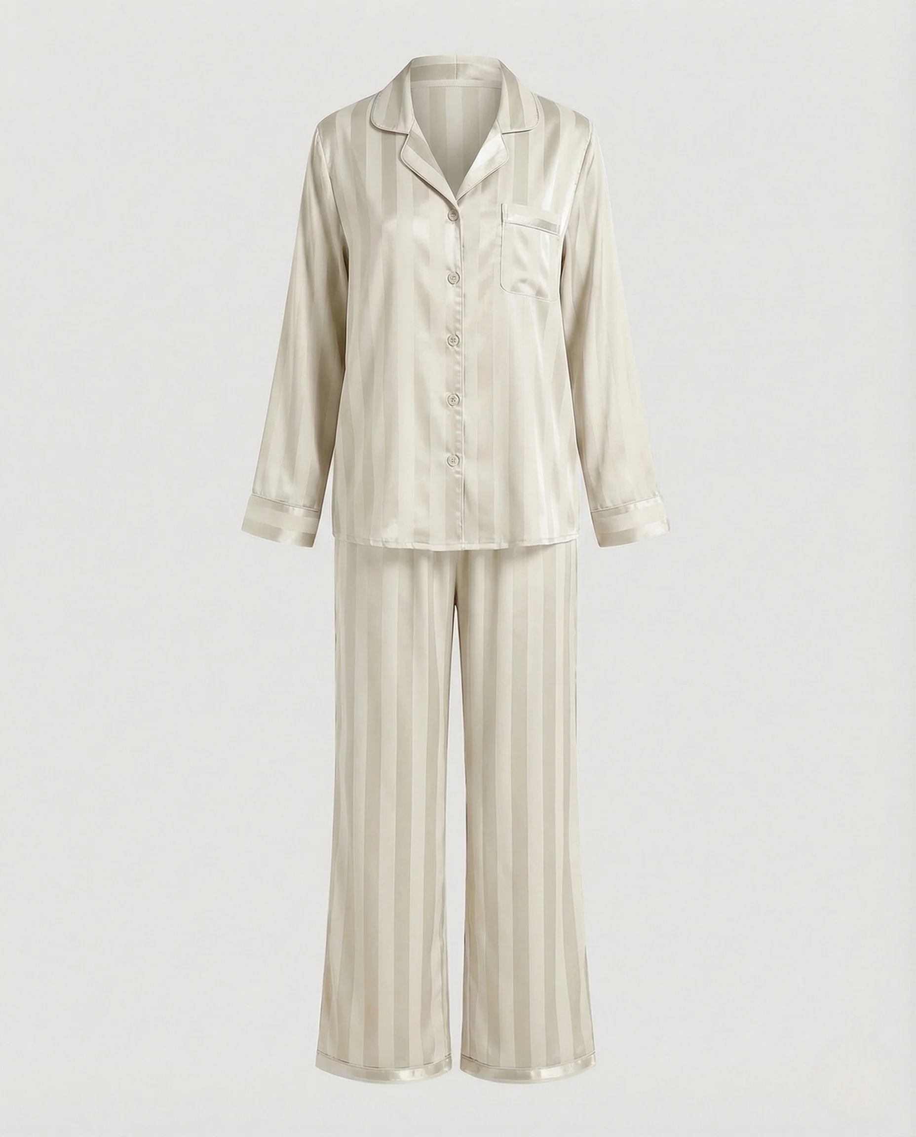Damen Seiden Pyjama Set mit Lockerem Schnitt & Glänzender Optik | Heidi-Mode - Image 8
