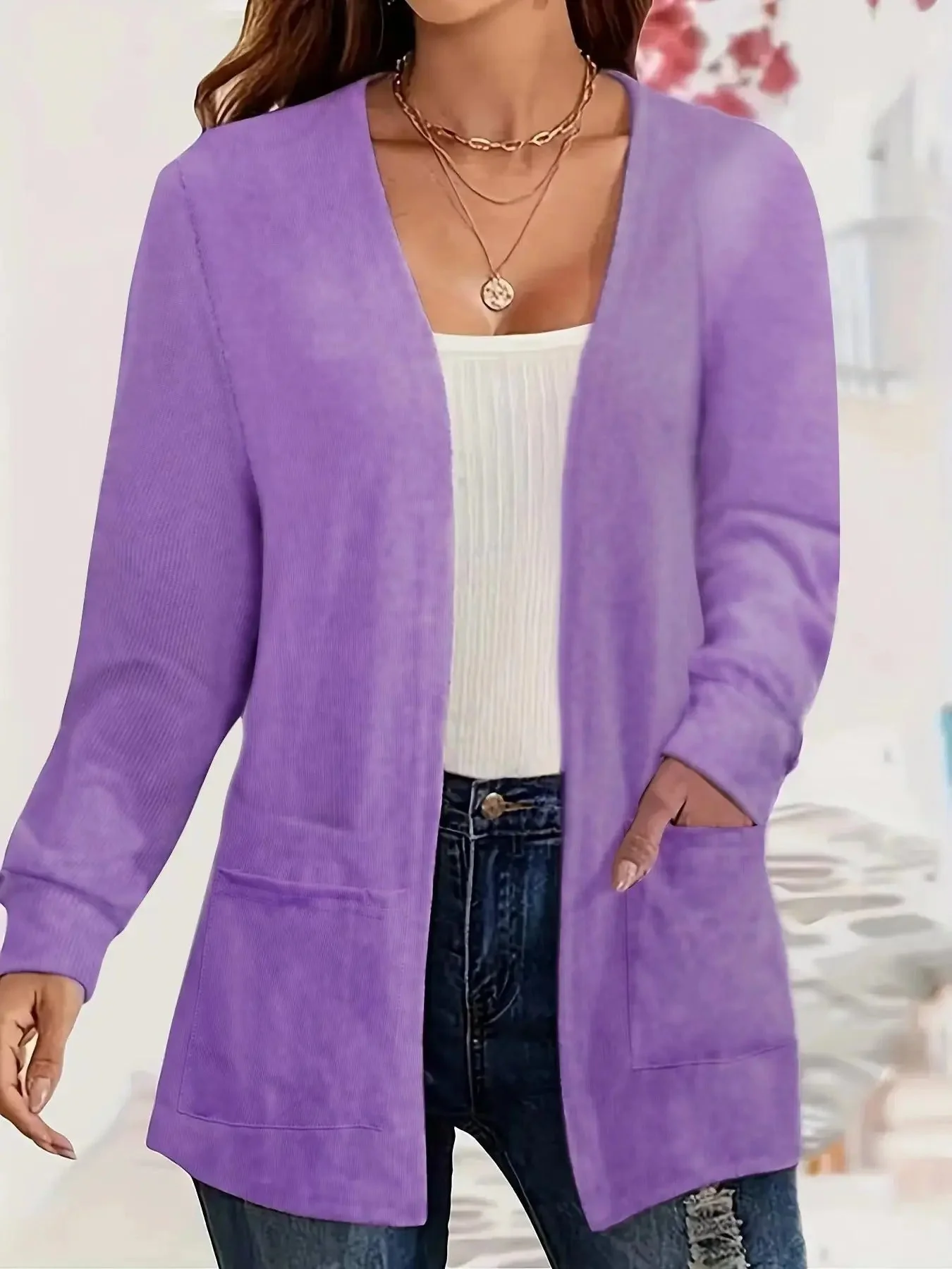 Heidi-Mode | Stilvolle Strickjacke mit Offener Front & Taschen - Image 2