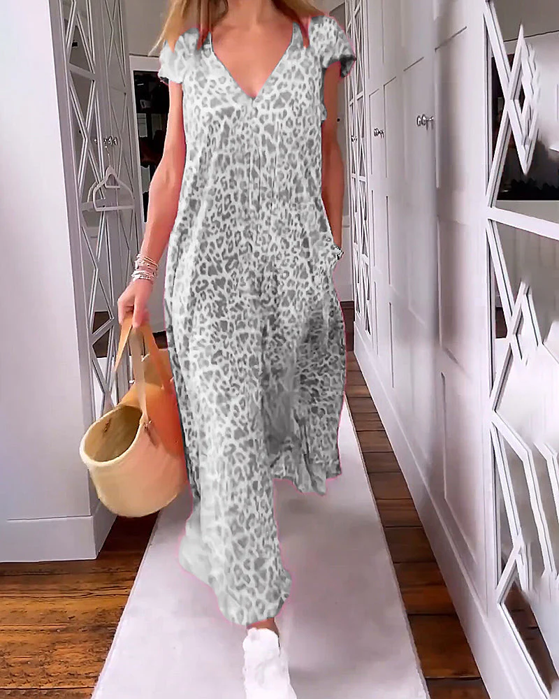Heidi-Mode | Stilvolles, Bequemes, Bedrucktes Langes Kleid mit V-Ausschnitt - Image 2