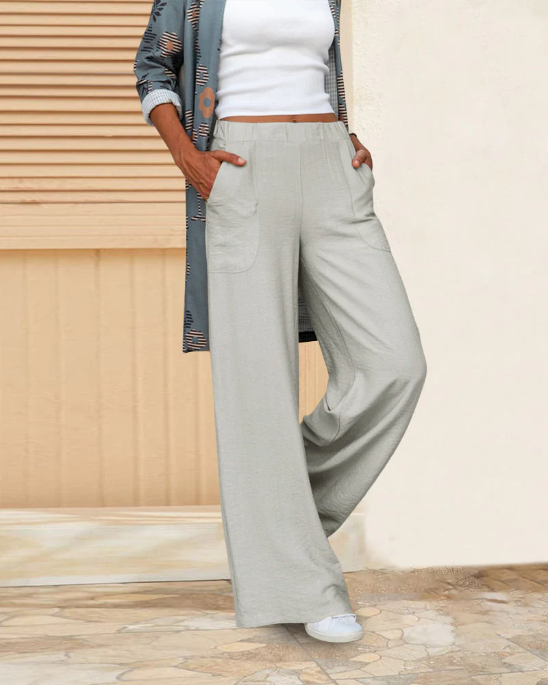 Heidi-Mode | Schmale Hose mit Hoher Taille In Einfarbigem Farbton - Image 2