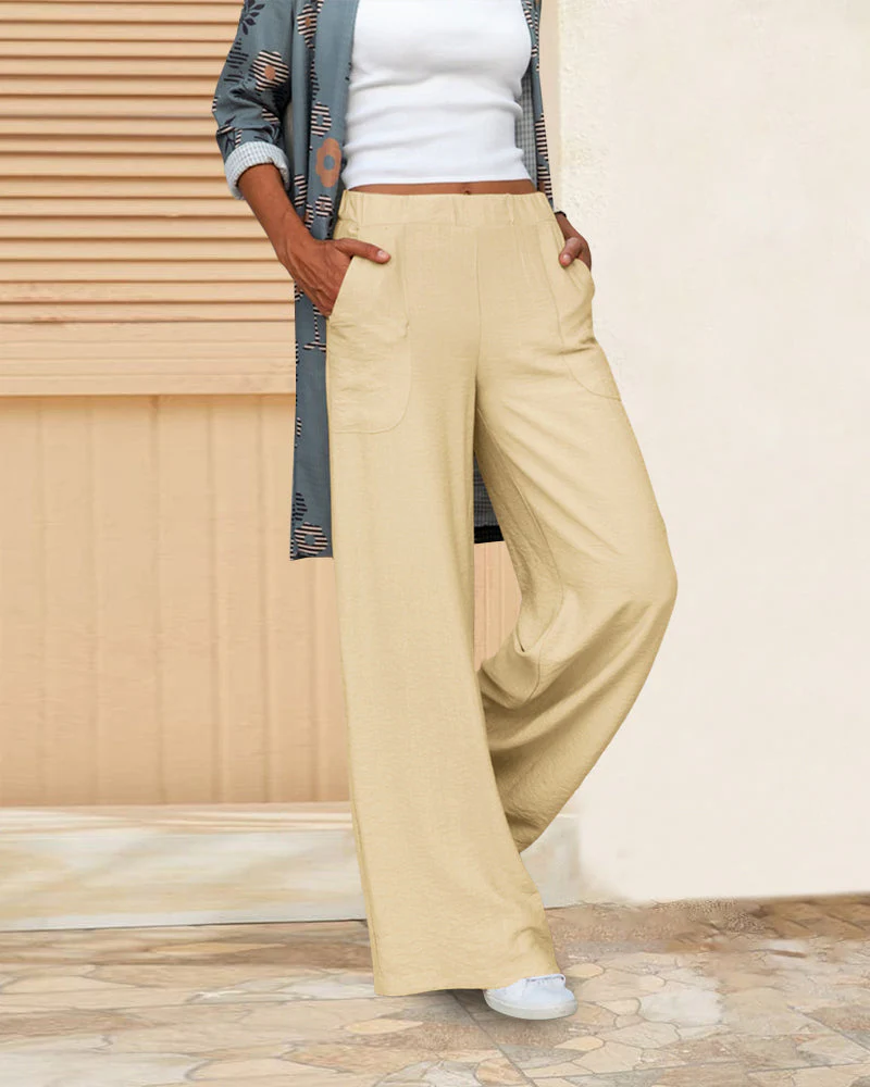 Heidi-Mode | Schmale Hose mit Hoher Taille In Einfarbigem Farbton - Image 3