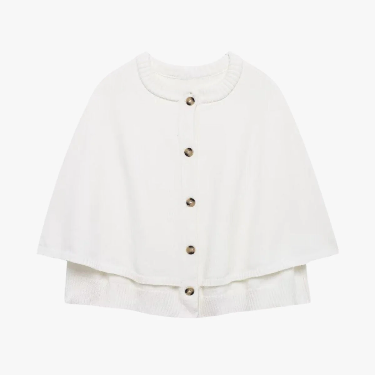 Heidi-Mode | Strick Cape mit Knöpfen und Gestuftem Saum - Image 9