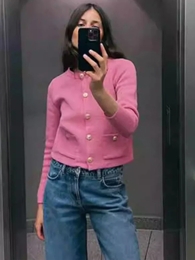 Heidi-Mode | Strick-Cardigan mit Rundhalsausschnitt