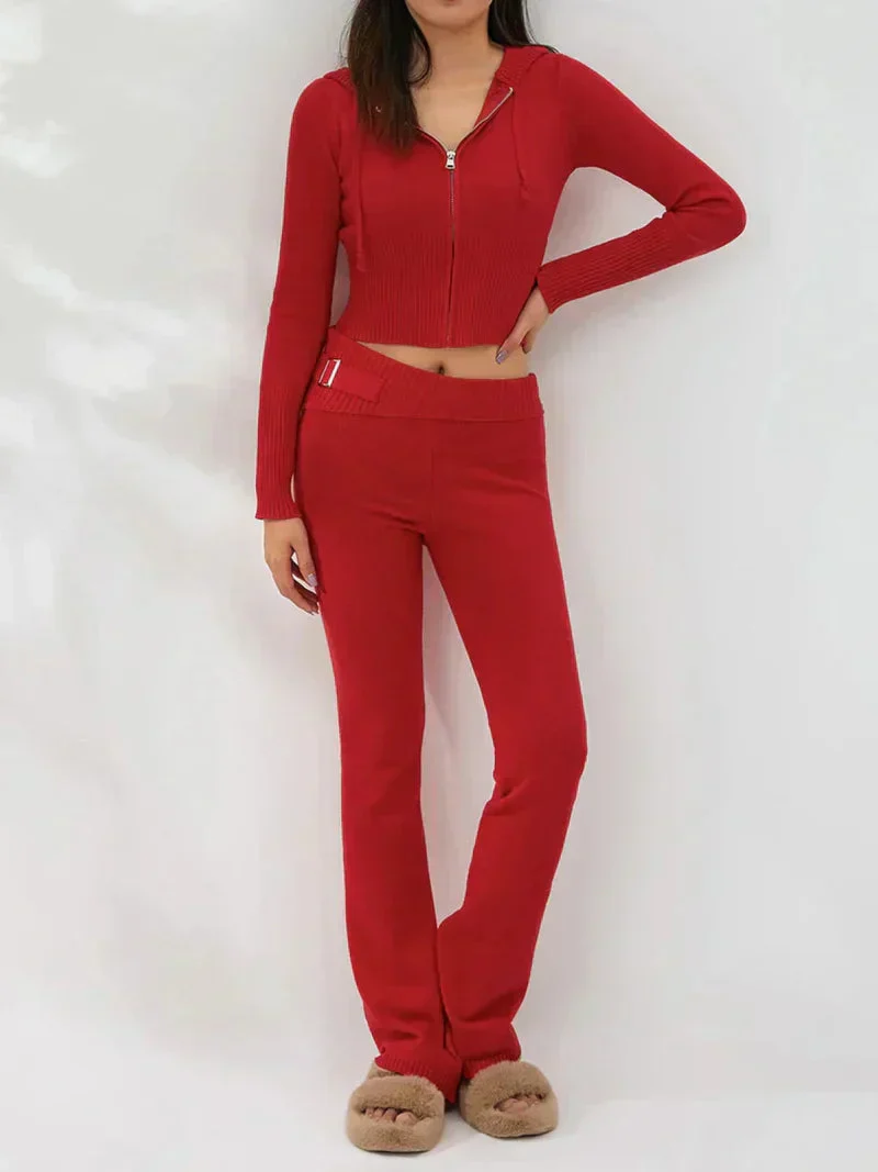 Heidi-Mode | Strick Set Kapuzenjacke Strick Cardigan Strick Set Loungewear für Damen - Image 13