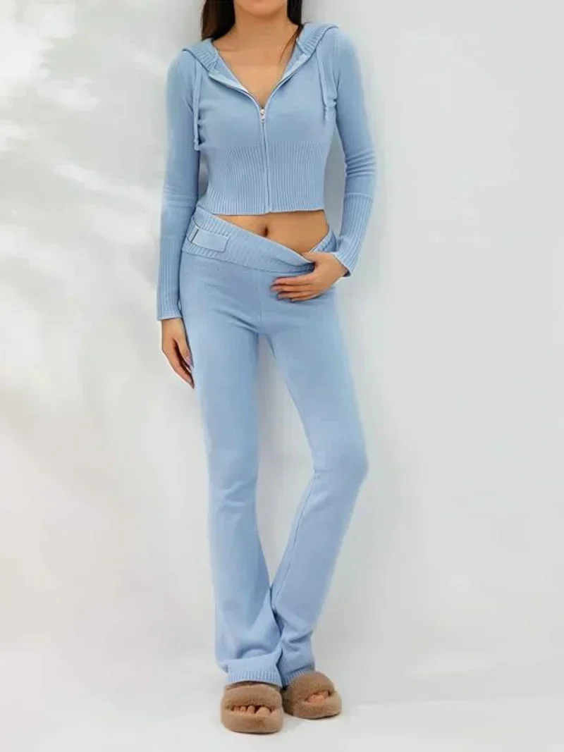 Heidi-Mode | Strick Set Kapuzenjacke Strick Cardigan Strick Set Loungewear für Damen - Image 14