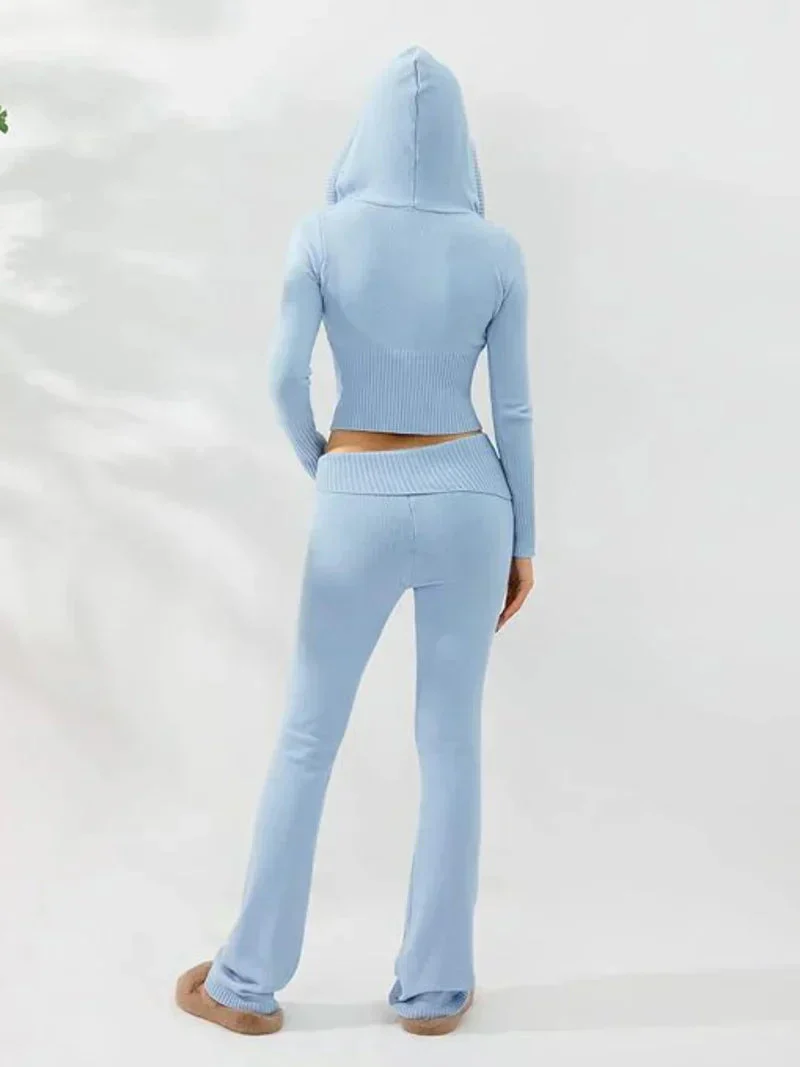 Heidi-Mode | Strick Set Kapuzenjacke Strick Cardigan Strick Set Loungewear für Damen - Image 7
