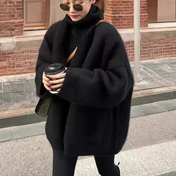 Heidi-Mode | Strickjacke Übergröße Passform Weiche Wollmischung Tiefer V-Ausschnitt Taschen Lange Länge - Image 2