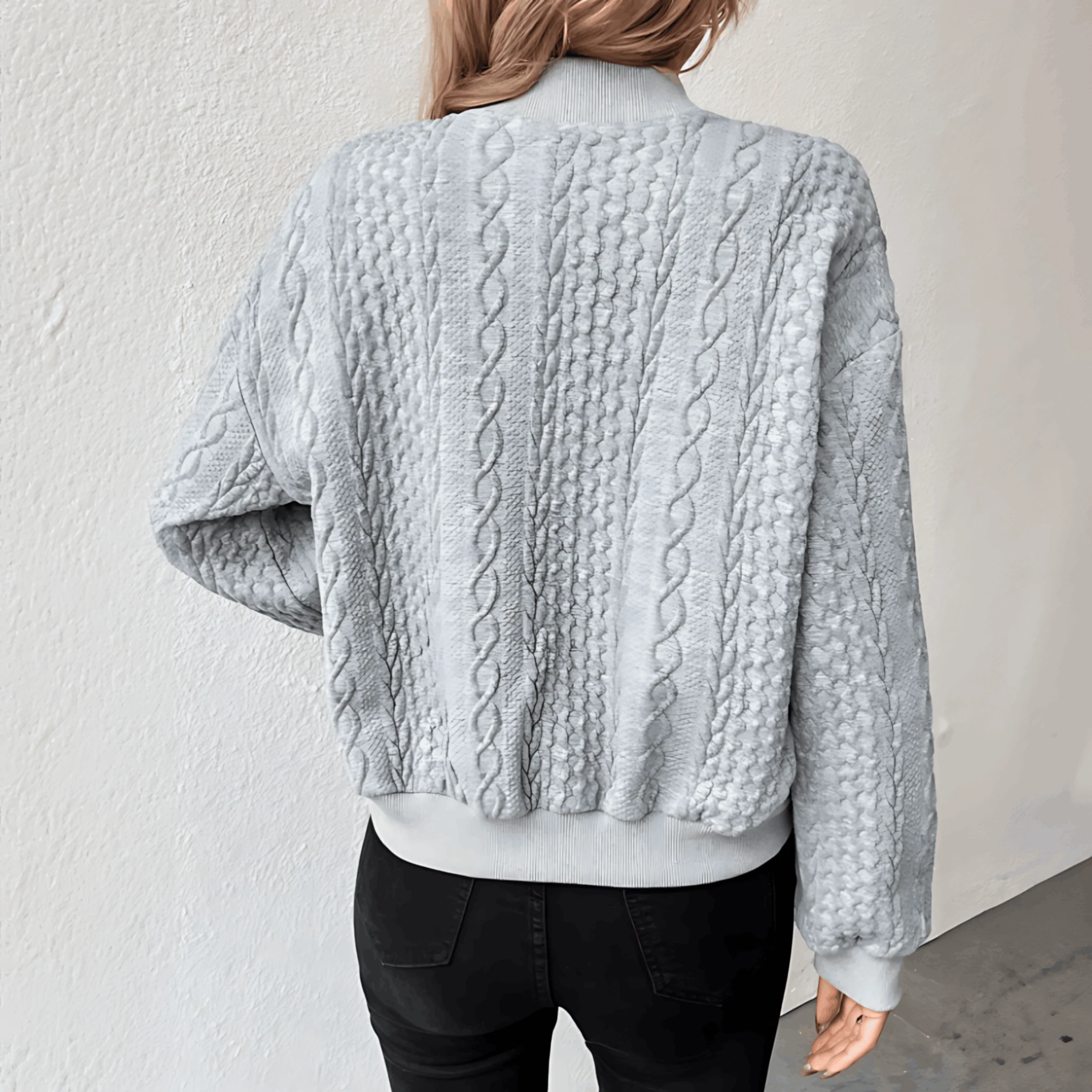 Heidi-Mode | Strickjacke Im Bomberjacken-Stil mit Knöpfen für Damen - Image 6