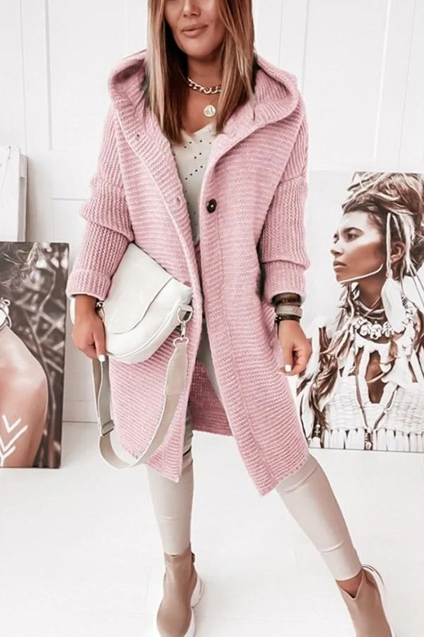 Heidi-Mode | Strickjacke mit Kapuze Lockerer Schnitt Weich und Warm - Image 3
