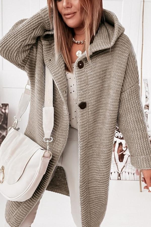 Heidi-Mode | Strickjacke mit Kapuze Lockerer Schnitt Weich und Warm - Image 8