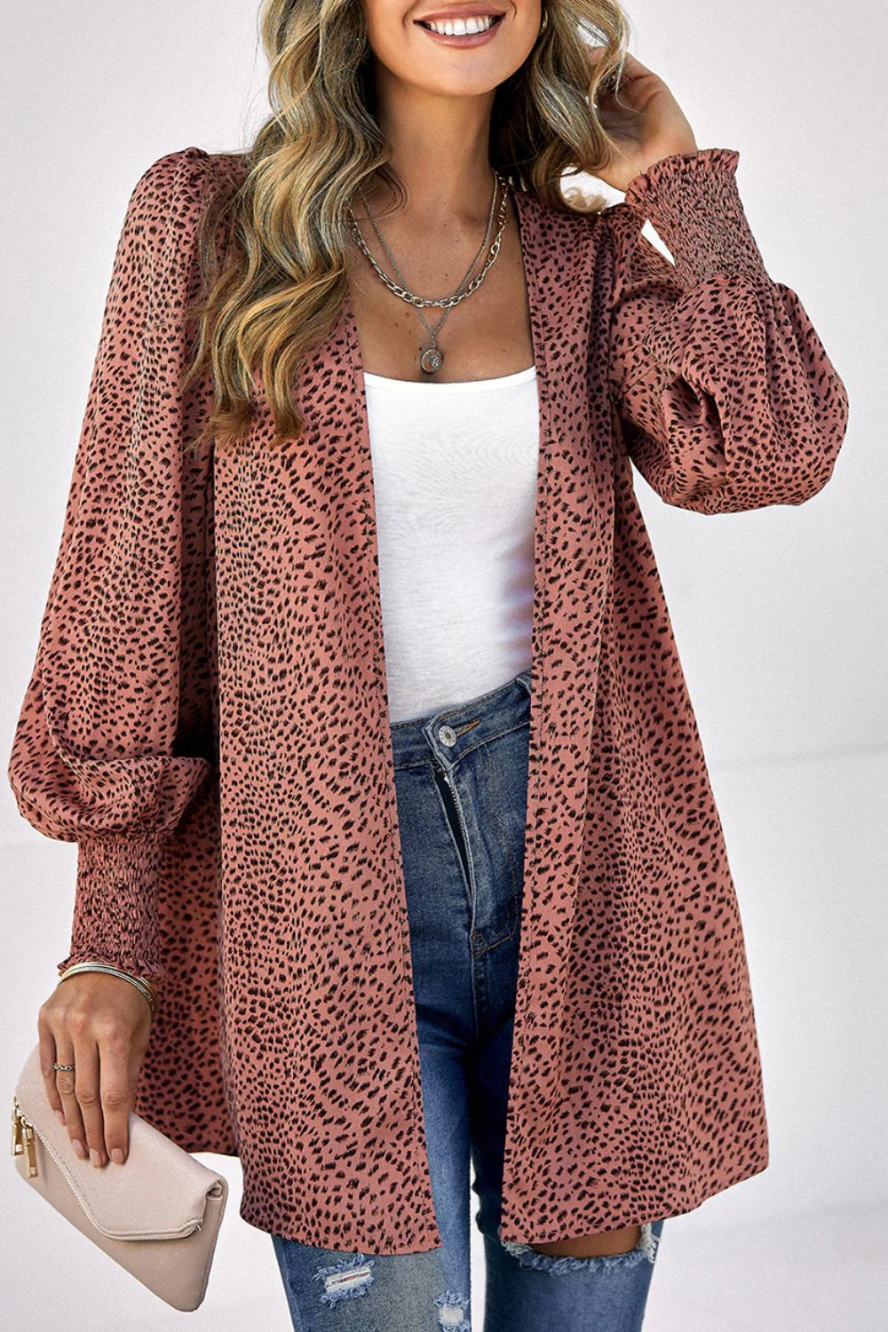 Heidi-Mode | Strickjacke mit Leopardenmuster und Ballonärmeln - Image 2