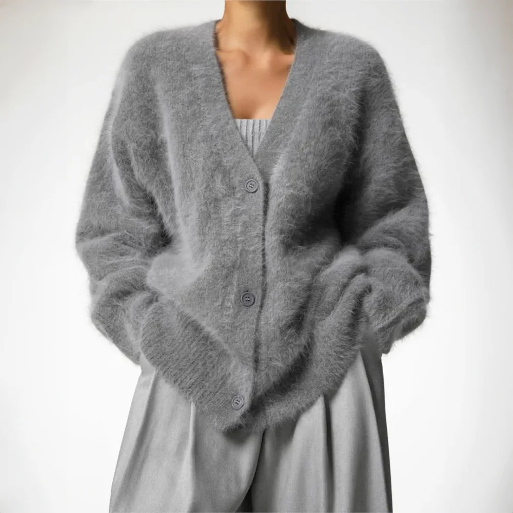 Heidi-Mode | Strickjacke Übergroße Damen Strickjacke mit Knöpfen - Image 4