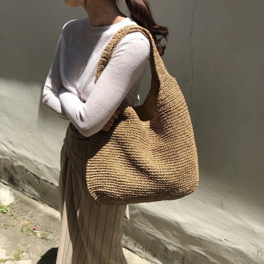 Heidi-Mode | Strohtasche Geflochtene Tasche Leicht & Strapazierfähig Lässige Sommertasche - Image 2