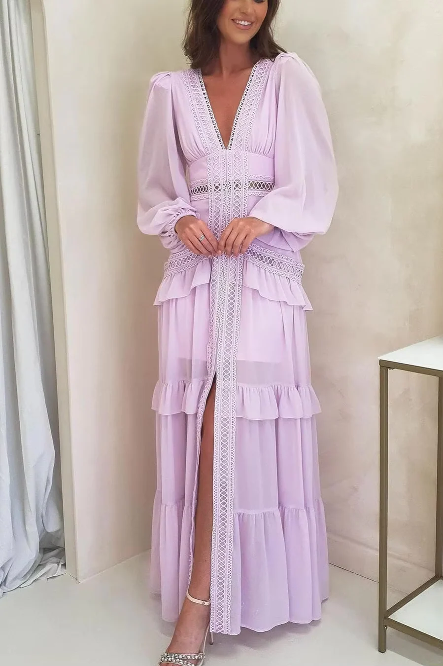 Heidi-Mode | Gestufter Langarm-Maxikleid - Image 13