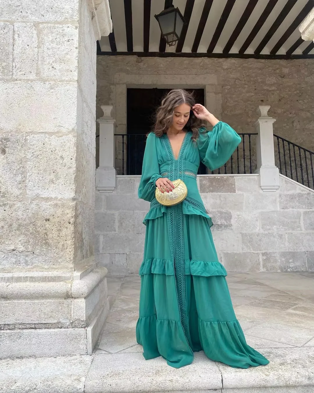 Heidi-Mode | Gestufter Langarm-Maxikleid - Image 16