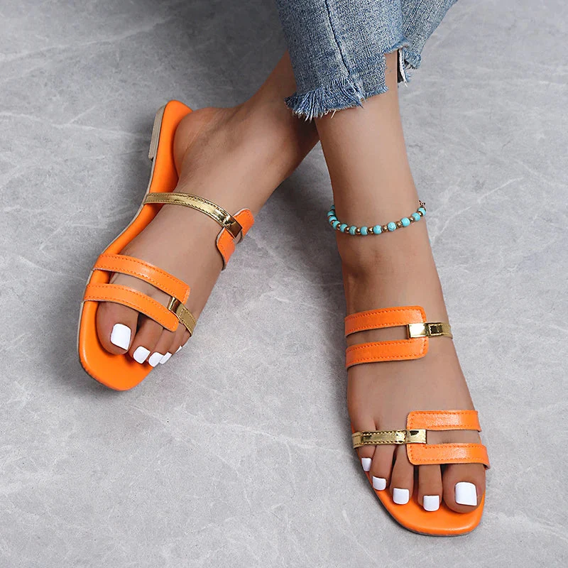 Heidi-Mode | Stylische Flache Sandalen mit Trendigem Design Sandalen mit Mehreren Riemen Über Dem Fuß für Damen - Image 4